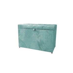 Puff Baú Estofado em Suede Liso com Pistão a Gás - Azul Tiffany