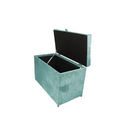 Puff Baú Estofado em Suede Liso com Pistão a Gás - Azul Tiffany - 3