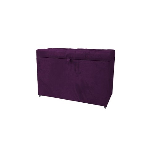 Puff Baú Estofado em Suede Liso com Pistão a Gás - Roxo