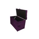 Ver imagem 3 de Puff Baú Estofado em Suede Liso com Pistão a Gás - Roxo