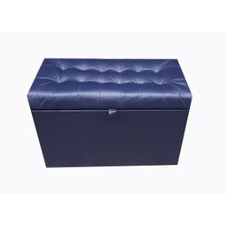 Puff Baú Estofado em Corino com Pistão a Gás - Azul Marinho - 1
