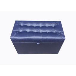 Puff Baú Estofado em Corino com Pistão a Gás - Azul Marinho - 2