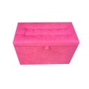 Ver imagem 1 de Puff Baú Estofado em Suede Amassado com Pistão a Gás - Rosa Chiclete