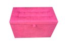 Ver imagem 1 de Puff Baú Estofado em Suede Amassado com Pistão a Gás - Rosa Chiclete
