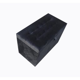 Puff Baú em Veludo com Pistão Á Gás e Rodízios com Trava - Preto - 2