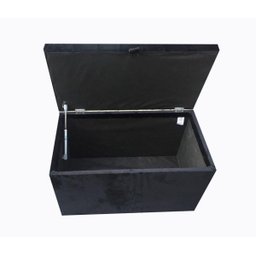 Puff Baú em Veludo com Pistão Á Gás e Rodízios com Trava - Preto - 3