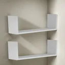 Ver imagem 1 de Kit 2 Prateleiras Nicho U 54x10x15 Livros Decoração - Branco