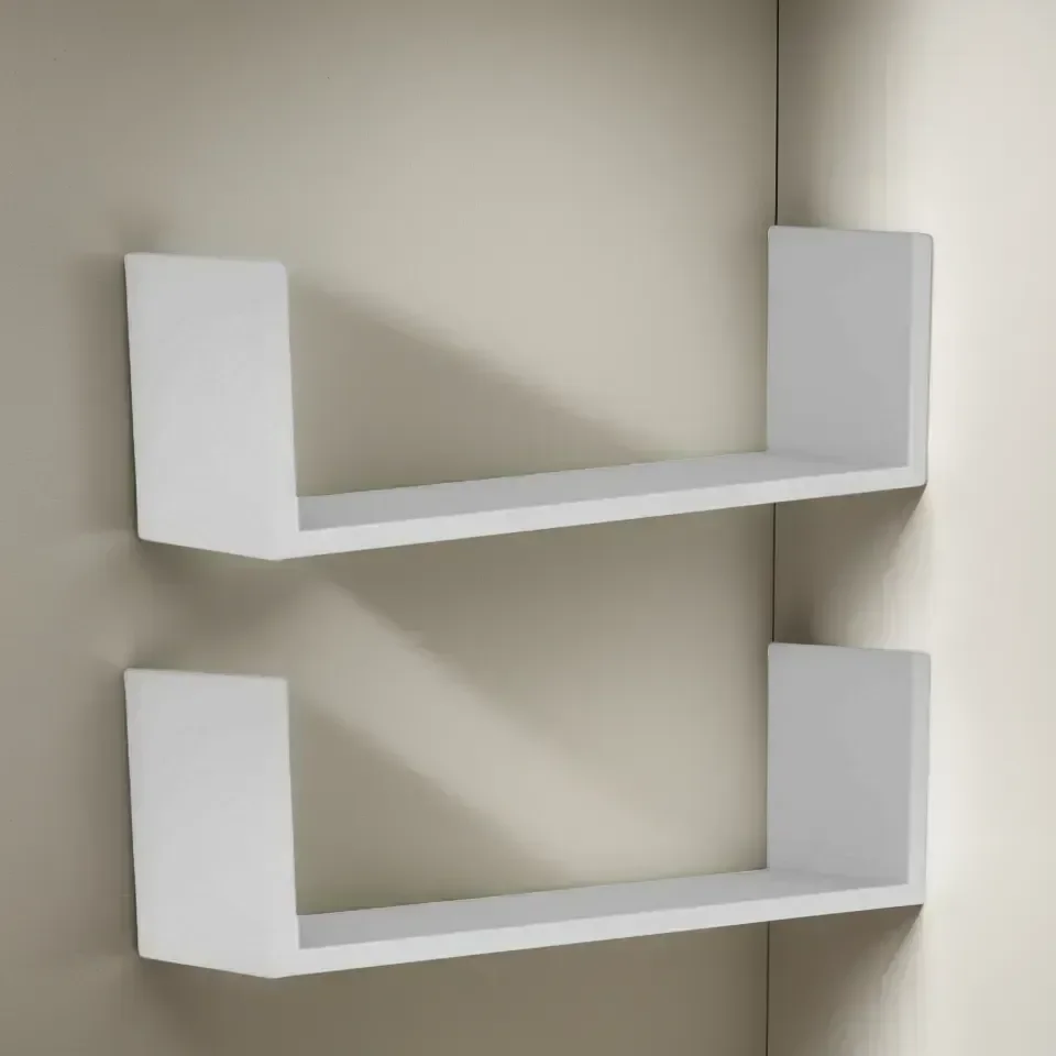Ver imagem 1 de Kit 2 Prateleiras Nicho U 54x10x15 Livros Decoração - Branco