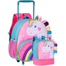 Kit Mochila Infantil Rosa Rodinhas Lancheira Unicórnio Rosa - 1
