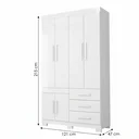 Ver imagem 3 de Guarda-Roupa Solteiro 6 Portas, 3 Gavetas e Pés MDF Safira Plus Branco