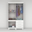Ver imagem 5 de Guarda-Roupa Solteiro 6 Portas, 3 Gavetas e Pés MDF Safira Plus Branco