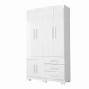 Ver imagem 2 de Guarda-Roupa Solteiro 6 Portas, 3 Gavetas e Pés MDF Safira Plus Branco