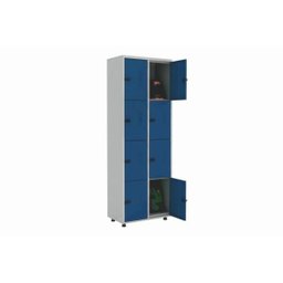Roupeiro Aço Portas Pequenas Trinco para Cadeado Cinza com Azul - 1