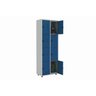Roupeiro Aço Portas Pequenas Trinco para Cadeado Cinza com Azul - 1