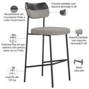 Ver imagem 4 de Kit 06 Banquetas Alta Bar Cozinha Sala Jantar Preto Elira L02 Couríssimo Preto Linho Cinza - Lyam D
