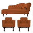 Ver imagem 1 de Kit Diva Recamier Juliana 160cm Lado Esquerdo e 02 Poltronas Classic Suede Terracota - Amarena Móvei