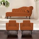 Ver imagem 3 de Kit Diva Recamier Juliana 160cm Lado Esquerdo e 02 Poltronas Classic Suede Terracota - Amarena Móvei