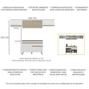 Ver imagem 4 de Armário de Cozinha Compacta 260cm Veneza Multimóveis V3698 Branco/Dourado