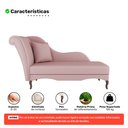 Ver imagem 3 de Divã Recamier Chaise Longue Valentina Clássico com Pés de Madeira Veludo Rosê - Abmaza