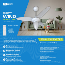 Ventilador de Teto Ventisol Wind 3pás Br Inverter Bivolt C/r - 3