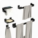 Ver imagem 3 de Kit Acessórios para Banheiro com Adesivo 5 Peças Preto Elg