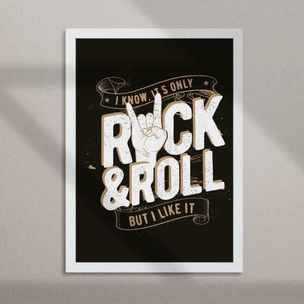 Quadro Decorativo Rock and Roll-20x30-Branca - 1