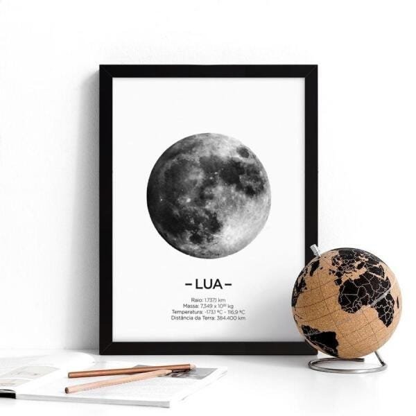 Quadro Decorativo A Lua-30x40-Branca - 1