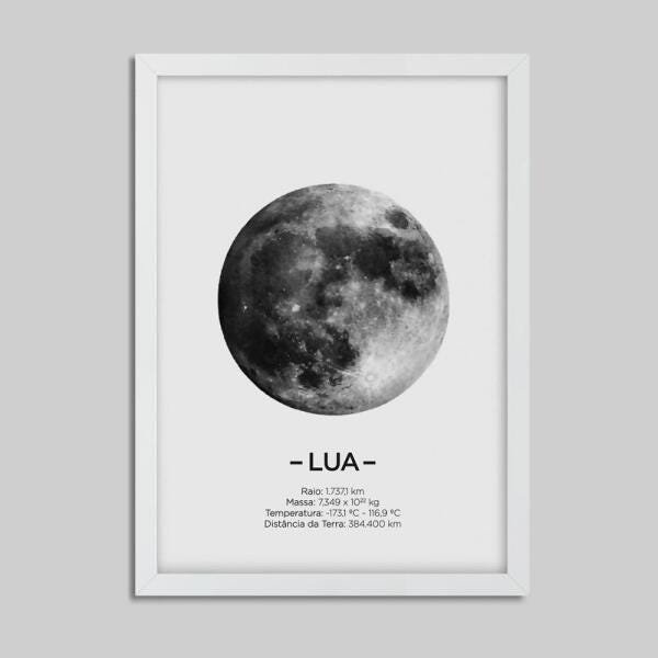 Quadro Decorativo A Lua-30x40-Branca - 2