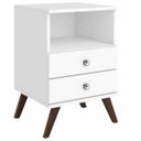 Ver imagem 1 de Mesa de Cabeceira Retro 2 Gavetas - Branco - Movelbento