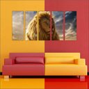 Ver imagem 2 de Quadro Decorativo Animais Leão Salas Interiores Mosaico 5 Peças Com Moldura