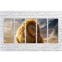 Ver imagem 5 de Quadro Decorativo Animais Leão Salas Interiores Mosaico 5 Peças Com Moldura