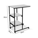 Ver imagem 3 de Mesa Escrivaninha Office Auxiliar com Rodízios em Aço e Mdf Preto / Branco