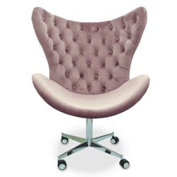 Poltrona Egg Slim Rosê Jolie Base Giratória com Rodinhas - 1