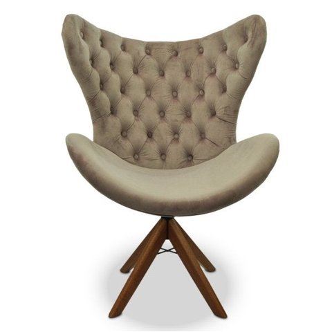 Poltrona Egg Slim Marrom Claro Jolie Base Giratória de Madeira