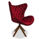 Ver imagem 2 de Poltrona Egg Slim Vermelha Jolie Base Giratória de Madeira