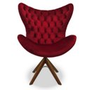 Ver imagem 1 de Poltrona Egg Slim Vermelha Jolie Base Giratória de Madeira