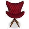 Poltrona Egg Slim Vermelha Jolie Base Giratória de Madeira - 1