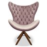Poltrona Egg Slim Rosê Jolie Base Giratória de Madeira - 1