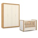 Ver imagem 1 de Berço Americano com Capitonê New Boucle e Guarda Roupa Tutto New 4 Portas Freijó Off White -