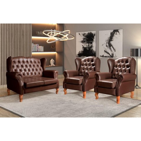 Conjunto Imperador 2+1+1 Lugares Cor:Couríssimo Café 015