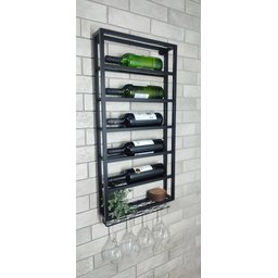 Adega Suspensa Estilo Industrial Ferro com Suporte de Taças - 3