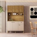 Ver imagem 1 de Armário Cozinha Compacta Style com 6 Portas e 1 Gaveta em Mdp Freijó/vanilla/cp-ripado Freijó - Kits