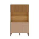Ver imagem 4 de Armário Cozinha Compacta Style com 6 Portas e 1 Gaveta em Mdp Freijó/vanilla/cp-ripado Freijó - Kits
