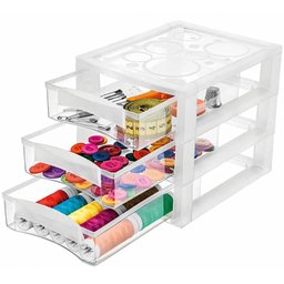 Kit 2 Gaveteiros Plástico 3 Gavetas Ordene 16,5x13x13,5cm Porta Objetos Acessórios Cristal Bel - 2