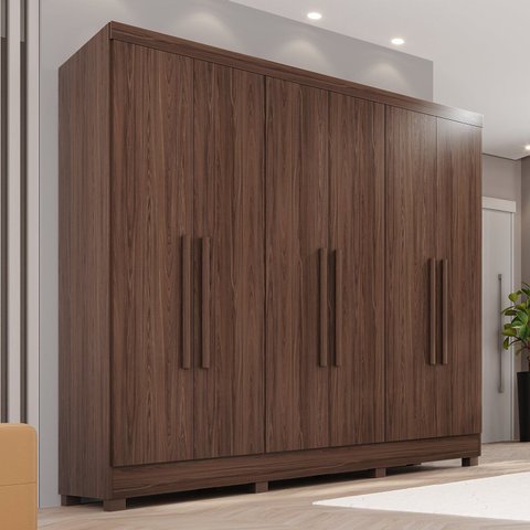 Guarda-Roupa Casal 6 Portas e 2 Gavetas Safira Marrom/Castanho