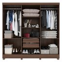 Ver imagem 4 de Guarda-Roupa Casal 6 Portas e 2 Gavetas Safira Marrom/Castanho