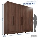 Ver imagem 3 de Guarda-Roupa Casal 6 Portas e 2 Gavetas Safira Marrom/Castanho