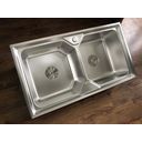 Ver imagem 3 de Cuba Inox Gourmet Cozinha Dupla Luxo Aço 304 Com Válvula