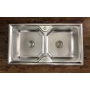 Ver imagem 2 de Cuba Inox Gourmet Cozinha Dupla Luxo Aço 304 Com Válvula