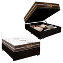 Ver imagem 1 de Cama Box Baú Casal Suede + Colchão Molas Ensacadas Texas Prime Colchões 138x188x63cm Preto